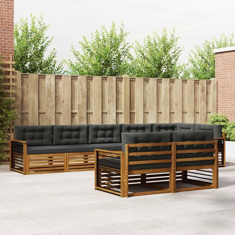 vidaXL Outdoor-Sofagarnitur mit Kissen 8 pcs Natur und Anthrazit (1/5)