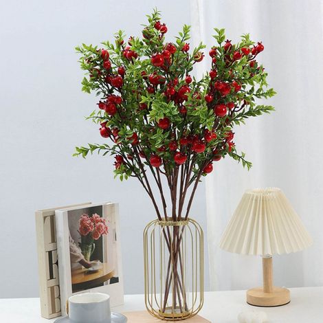 Brindille De Grenade - Décoration De Noël Artificielle - Pour Cheminée Table Mur Porte Intérieur - 64 Cm - Rouge (1/5)