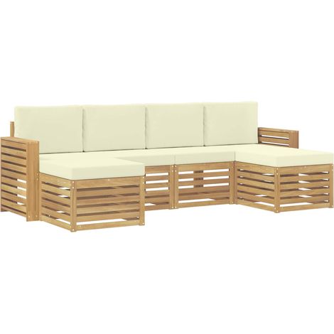 Outdoor Sofa Set 6 pcs White and Cream Polyester vidaXL (1/5)