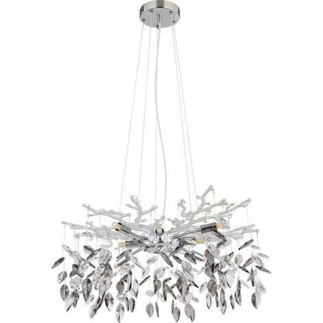 [NEUWERTIG] B-Ware Globo Kronleuchter Danna Deckenleuchte chromfarben/rauchgrau/klar Ø61cm Lampe G9 (1/2)