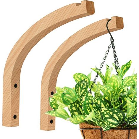 Pflanzenhänger aus Holz Wandhaken für Zimmerpflanzen, Laternen, Blumen und Windspiele Vielseitiger Dekoständer (2er Pack, 20 cm) (1/5)