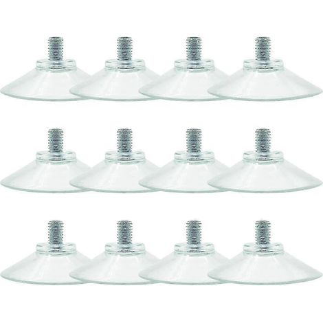 12 ventouses en PVC à filetage, de 4,5 cm de diamètre, pour vitres, miroirs, surfaces métalliques et surfaces lisses. (1/5)