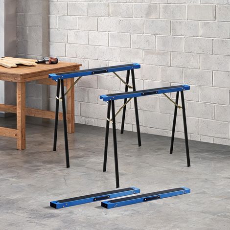 Tréteaux pliants métal 350 kg lot de 2 pour sciage en metall EVA (1/5)