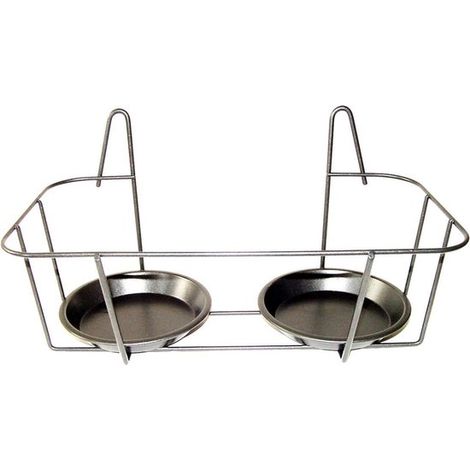 Support double pour pots de fleurs de balcon - jardinière suspendue - métal noir - 34 x 19 x 19 cm (1/4)