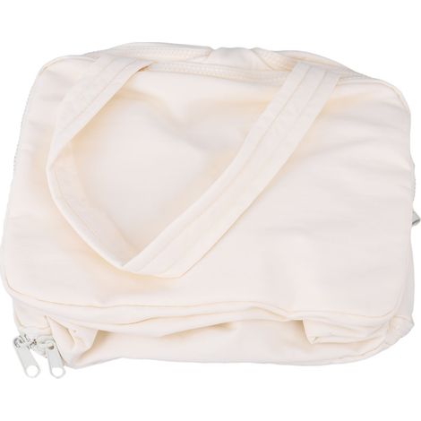 Trousse de maquillage gonflée avec poignée, doublure imperméable Large ouverte, Portable, grand voyage, organisateur de produits de toilette et cosmétiques, Beige. (1/2)