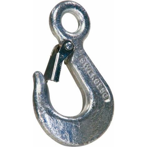 Crochet de levage à œil et linguet de sécurité 500 kg – Acier C15 – Norme DIN 689 – Pour environnements industriels (1/4)