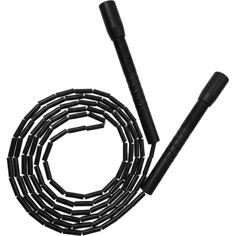 Adjustable Bead Skipping Rope 2.8 m – Polypropylene Rope 3 mm with PVC Beads Diameter 8 mm, Unbreakable Handles 2.5 cm, Lightweight 0.1 kg, for Fitness, Freestyle, Cardio and Figure Learning (1/5)