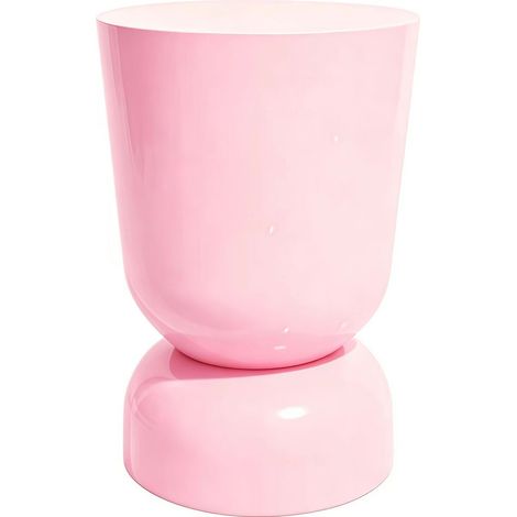 Bout de canapé en résine rose pâle brillant Ø31 cm - Tilda