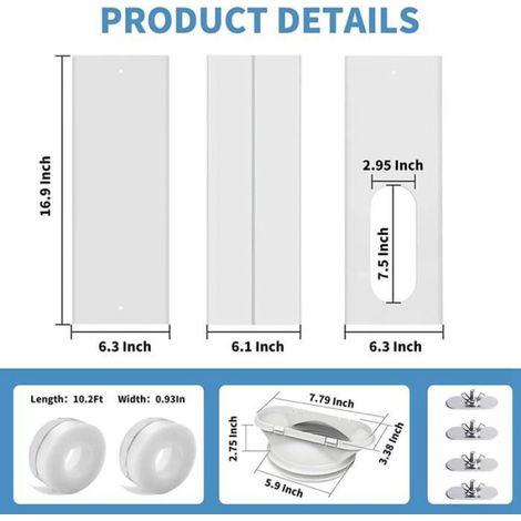 Kit Fenêtre Climatiseur Portable - Coupleur 2 en 1 - Adaptateur Tuyau 13 cm / 15 cm - Pour Fenêtres Coulissantes Verticales et Horizontales - 1 Pièce (1/5)