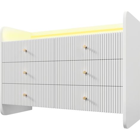 Credenza moderna bianca con LED e 6 cassetti 120 x 40 x 75 cm (1/5)