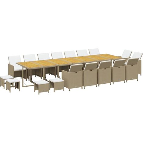 vidaXL Ensemble à manger de jardin coussins 19pcs Beige Résine tressée