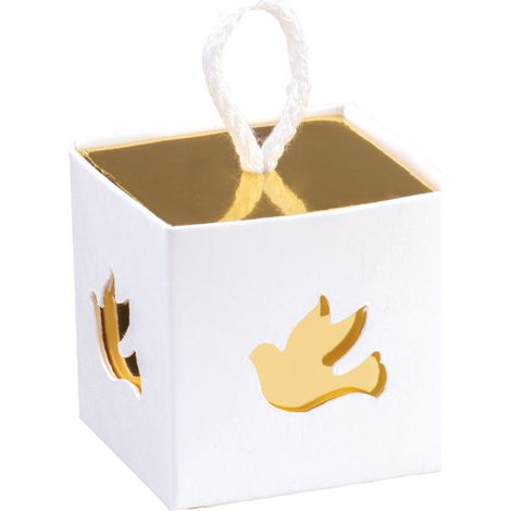Scotton Scatola In con Cordino 50 x 50 x 50 Mm Bianco ed Oro 10 Pz