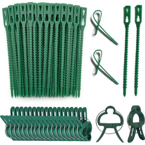 Lot de 70 Attaches pour Plantes et Tuteurs, Comprend 50 Liens de Jardinage 13cm et 20 Clips de Fixation pour Plantes Grimpantes, Légumes et Fleurs, Réutilisable (1/5)
