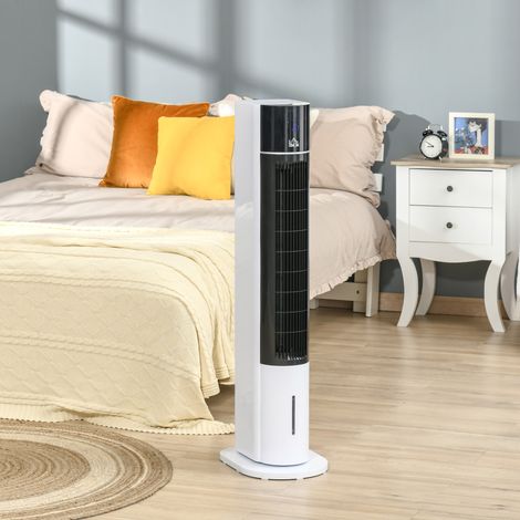 Ventilateur refroidissement évaporatif 3 modes 3 vitesses minuterie oscillation télécommande, blanc (1/4)