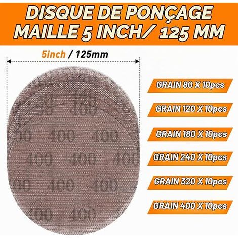 Disque Abrasif Maille 125mm Grain 80-400 (1/4)