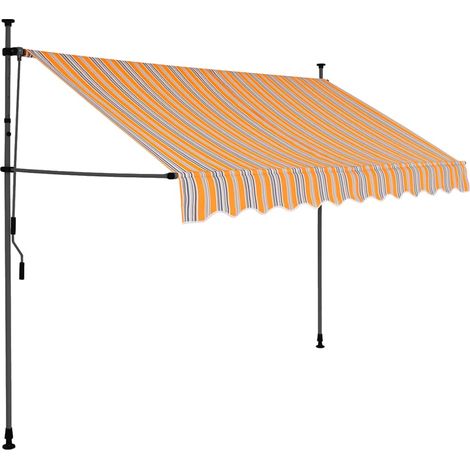 Tenda da Sole Tenda parasole Retrattile Manuale con LED 300 cm Gialla e Blu (1/3)