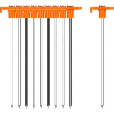 Lot de 10 piquets de tente en acier inoxydable, 18 cm (7 pouces), résistants à la rouille, pour tentes de camping, toiles imperméables, auvents et filets de jardin. (1/5)