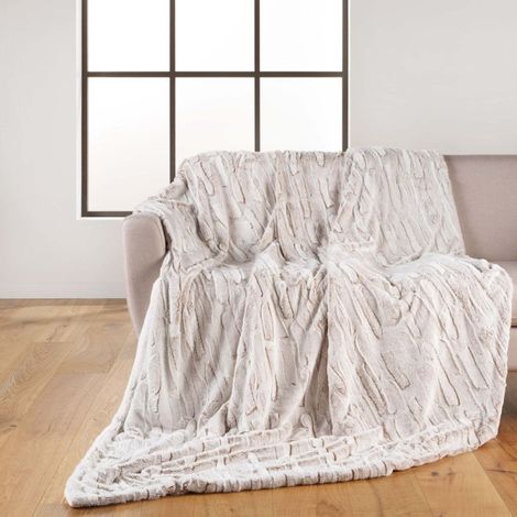 Plaid Imitation Fourrure "Lynx" 125x150cm Naturel (1/4)