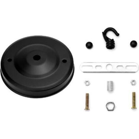 (Noir)plafond en métal, cache fil pour lustre couleur, boîtier de lampe complet avec accessoires Rosace de plafond, vis et support de plafond. Diamètre 110mm hauteur 20mm