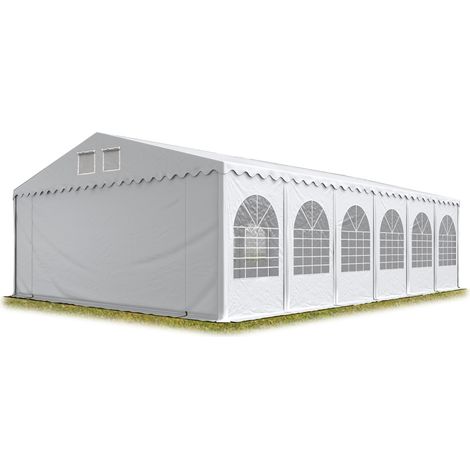 Festzelt 8x12 m - schwerentflammbar Partyzelt Eventzelt XXL 2,6m hoch weiß Pavillon PVC 1400 N 100% wasserdicht