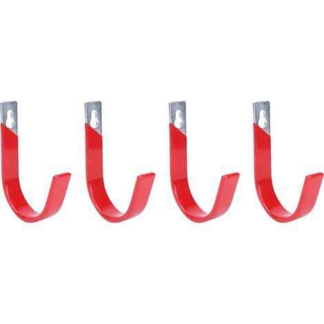 4 Heavy Duty Garage Storage Hooks - Steel Wall Mounted Hooks for Bicycles/Ladders/Garden Tools, Medium (1/5)