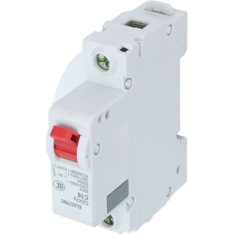 Disjoncteur C16 monophasé pour montage sur rail DIN, disjoncteur miniature basse tension 16 A 230 V/400 V (1/5)
