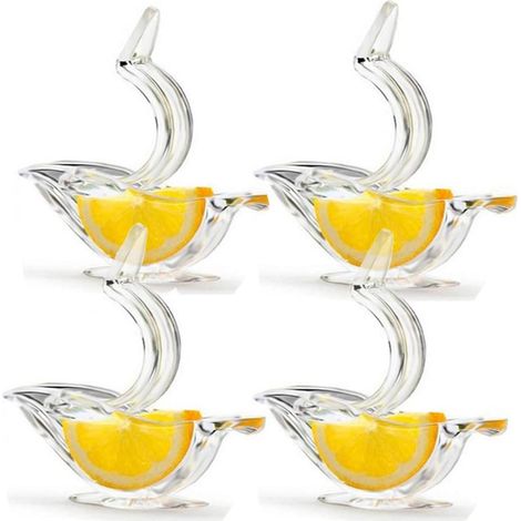 Nuovo spremiagrumi manuale in acrilico, spremiagrumi portatile e trasparente, elegante forma a uccello, spremiagrumi manuale per arance, limoni, lime e melograni (4 pezzi)