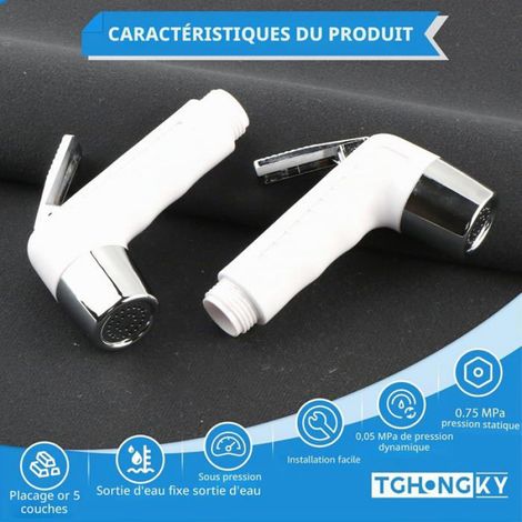 Douchette bateau et camping-car - lot de 2 pistolets de douche avec bouton haute pression et économie d'eau en ABS chromé (1/5)