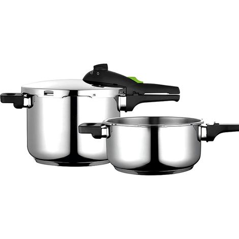 FAGOR RAPID XPRESS olla a presión Súper rápida, Acero Inoxidable, Todo Tipo de cocinas, INDUCCION Fondo termo difusor IMPAKSTEEL Muy Resistente, 5 Sistemas de Seguridad, 2 Niveles de presión (4L+6L) (1/5)