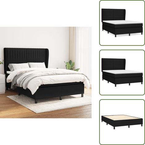 Boxspringbett mit Matratze Schwarz 140x200 cm Stoff - Boxspringbett - Doppelbett - Schlafraum - Bettenrahmen - Lattenrost (1/5)