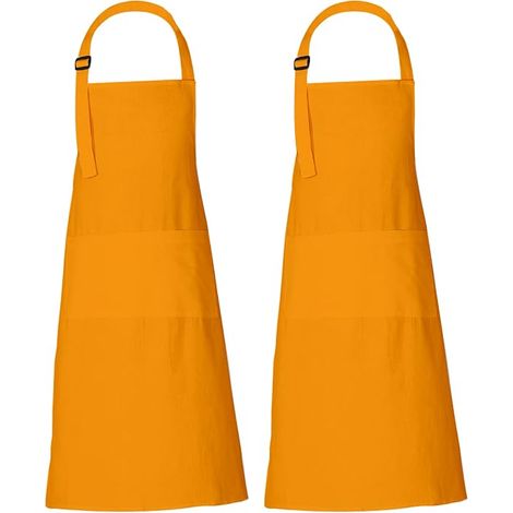 Grembiule da cucina con 3 tasche, regolabile, unisex - arancione (1/3)