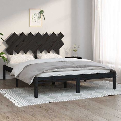 vidaXL Estructura de cama de madera maciza negra 140x190 cm (1/5)