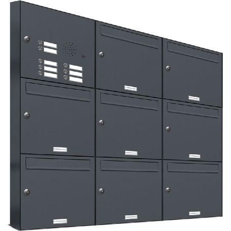 8er Briefkasten Anlage Aufputz - Wandmontage RAL 7016 Anthrazit Klingel (1/5)
