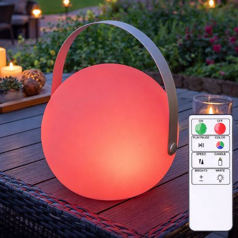 Gartendeko Kugelleuchte mit Fernbedienung dimmbar Farbwechsel Außenleuchte Akku Gartenleuchte mit Kerzeneffekt, zum Aufhängen oder Hinstellen, RGB LED, DxH 18,9 x 21 cm