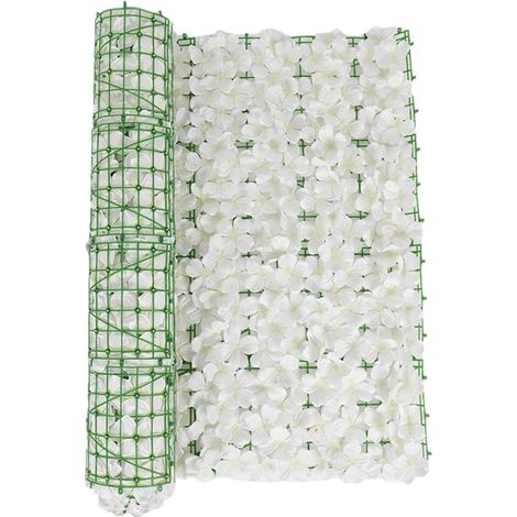 Recinzione di fogliame artificiale, pianta da siepe decorativa per balcone e giardino, 0,53 m bianco