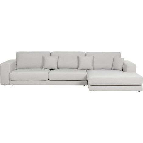 Corner Sofa 4 Seater LOFOTEN Fabric Light Grey Left Hand (1/5)