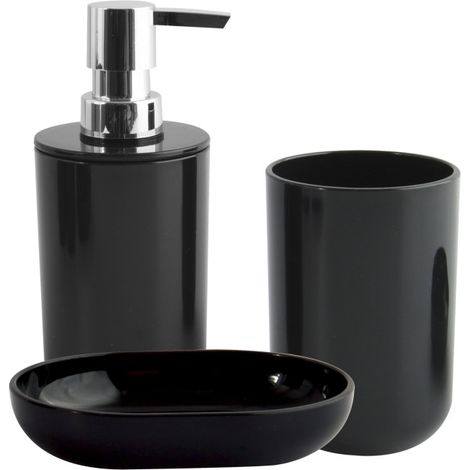 Lot de 3 accessoires de salle de bain INAGUA Noir MSV
