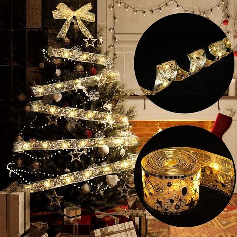 Weihnachtsband mit Licht, 5M 50 LED Band Weihnachtsbeleuchtung, Batteriebetriebene Weihnachtsbaum Band Lichter für Party, Hochzeiten, Innen und Außenbereich Weihnachtsdekoration (1/5)