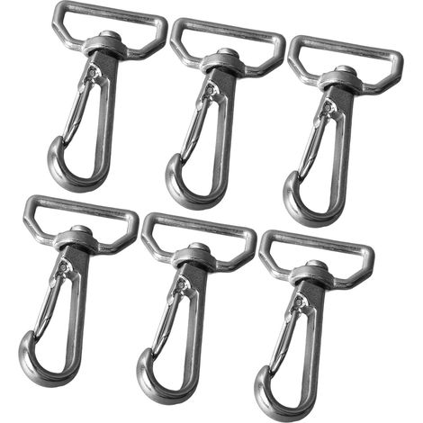 6 crochets mousquetons inox 316 pour sangle, anneau en D universel, fixation ressort pour sangles, cordes, colliers animaux et ceintures en cuir (1/5)