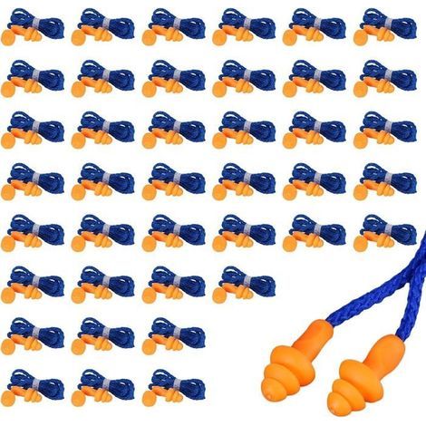 Confezione da 40 paia di tappi per le orecchie in silicone, tappi per le orecchie con filo, CUFFIE - CUFFIE CON CANCELLAZIONE DEL RUMORE - TAPPI PER GLI OCCHI (1/4)