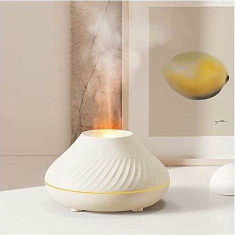 Flame Aroma Diffuseur d'huiles essentielles humidificateur 7 Couleurs de Flamme, pour la Maison, la Chambre, Le Yoga, Le Bureau, avec Protection d'arrêt Automatique sans Eau (White) (1/5)