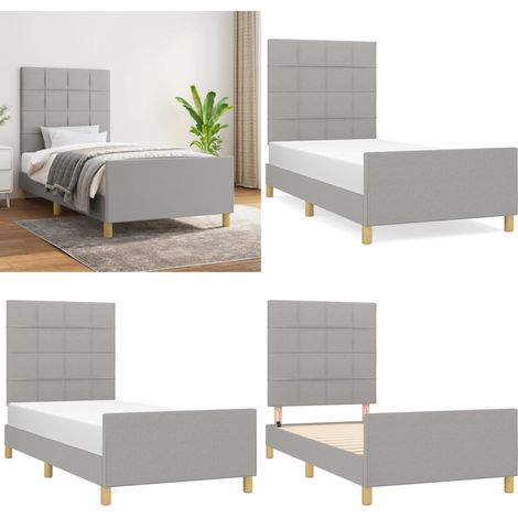 Giroletto senza Materasso Grigio Chiaro 100x200 cm Tessuto - Testiera per letto - Letto con testiera