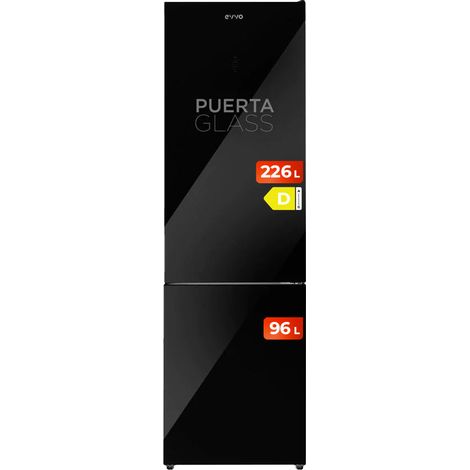 Frigorífico Combi EVVO F55B Glass, 226 l + 96 l, Total No Frost, cristal negro