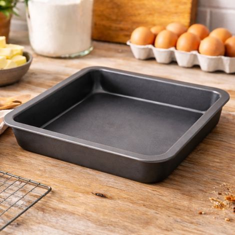 Set de 2 Moules à Gâteaux Carrés 22,5 cm – Acier au Carbone Anti-Dérapant, Résistant jusqu'à 280 °C, Cuisson Homogène (1/5)