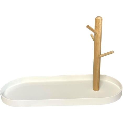 Key Holder Tray for Entryway Table, Organizer Tray with 3 Wooden Shelves for Keys, Bracelets, Watches, Jewelry, Phone (1/4)
