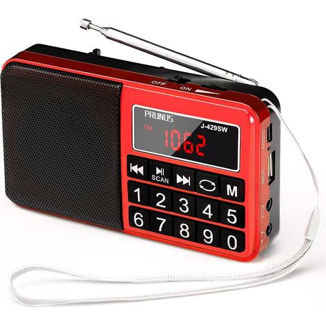 J-429 Kleines tragbares Radio, wiederaufladbares AM/FM/SW-Radio mit AUX/SD/TF/MP3-Lautsprecher. Batteriebetriebenes Radio mit großen Tasten und großem Display. (Keine Unterstützung für vordefinierte S