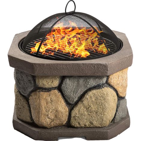 Homeology BOGOTA Bold Garden & Patio Heater Fire Pit Brazier and Barbecue with Eco-Stone Finish