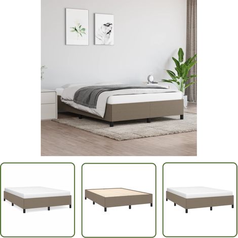 The Living Store Cadre de lit sans matelas taupe 140x200 cm tissu - Cadre De Lit - Lit Double - Lit Taupe - Literie - Meuble Chambre (1/5)