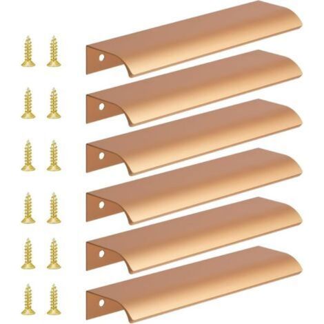 6 pièces (2041,8 cm) poignées d'armoire dorées, poignées de tiroir de meubles invisibles, poignées de tiroir encastrées, distance des trous 160 mm (1/5)
