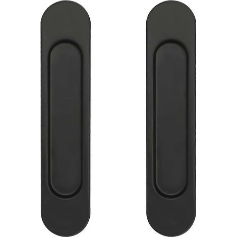 Poignée de porte coulissante ovale de 14,8 cm, poignée de porte coulissante auto-adhésive, convient aux armoires, fenêtres et portes coulissantes (noir) (1/5)